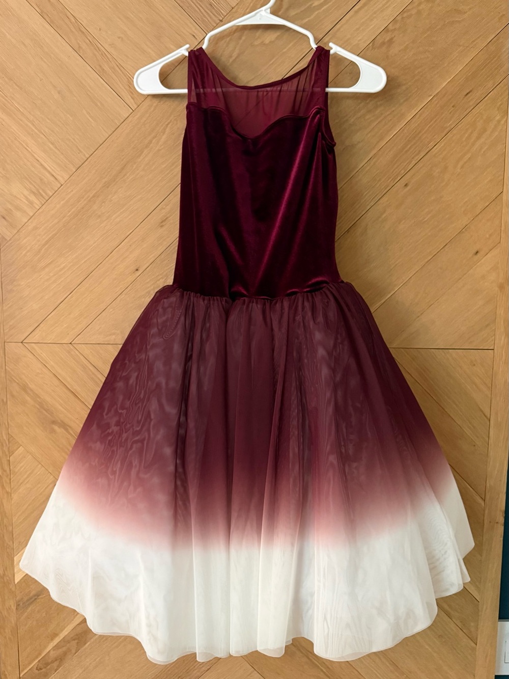 Weissman Burgundy to White Ombre Tulle Costume Dress for Kids/Teens